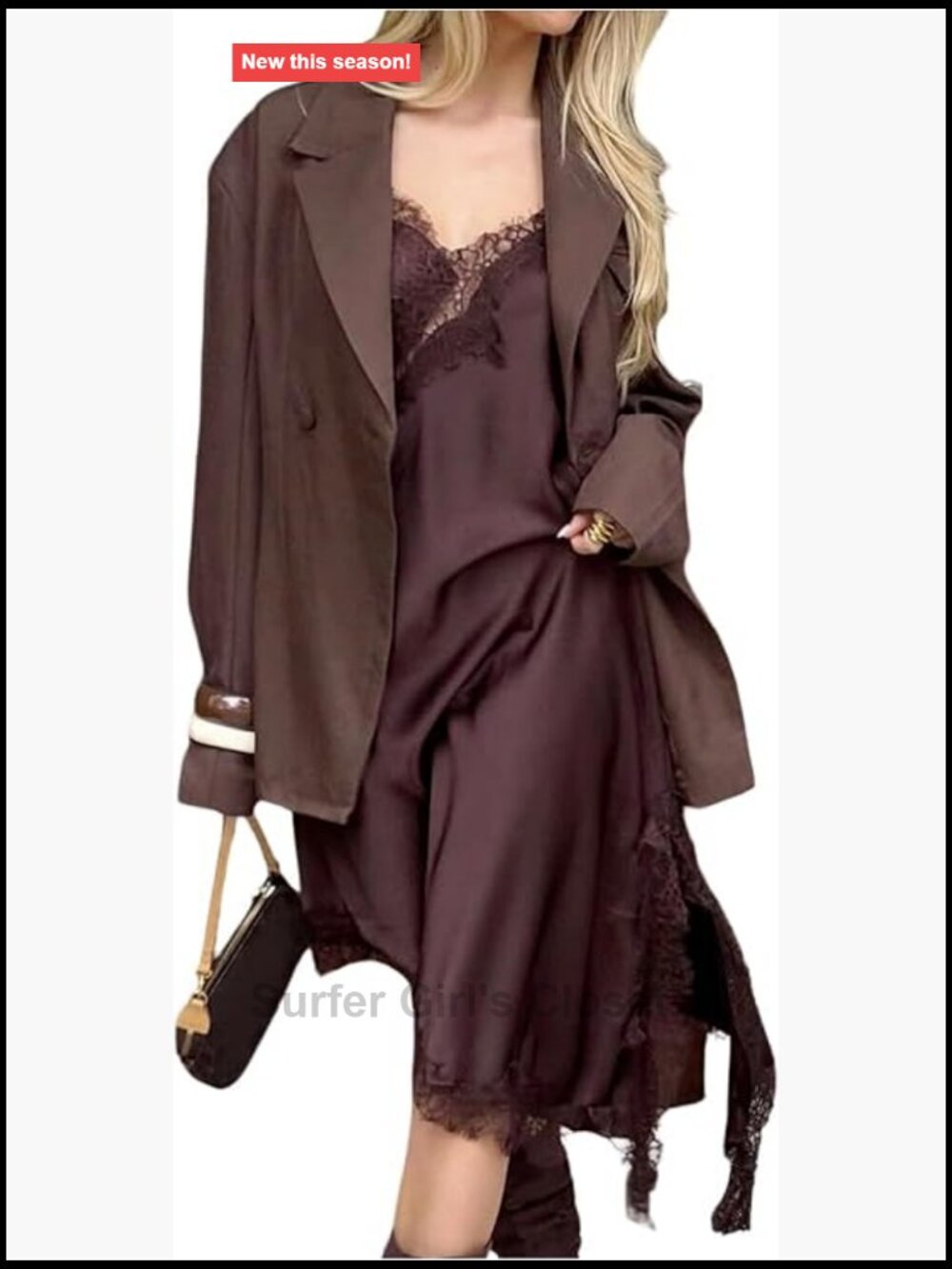 Elegant Satin Long Slip Dress with Lace Trim, Spaghetti Strap V-Neck